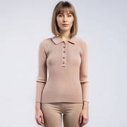 Women'S Reverse Collar Half Open Chest Long Sleeved Shirt