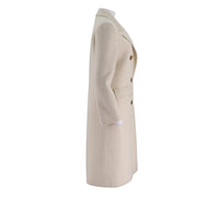 Womens Camel Silk Wool Long Tailored Coat