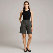 Herringbone Patterned Woolen Shorts