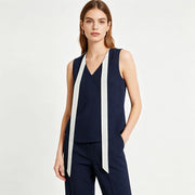 Color Blocking Ribbon Sleeveless Vest