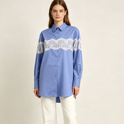 Lace-Spliced Silhouette Shirt