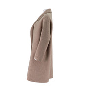 Alpaca Silk Wool Dropped Shoulder Mid-Length Coat