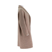 Alpaca Silk Wool Dropped Shoulder Mid-Length Coat