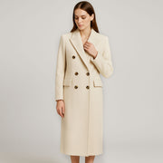 Womens Camel Silk Wool Long Tailored Coat