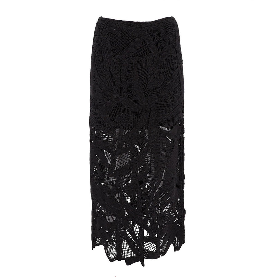 Coiling Openwork Crochet Fitted Skirt