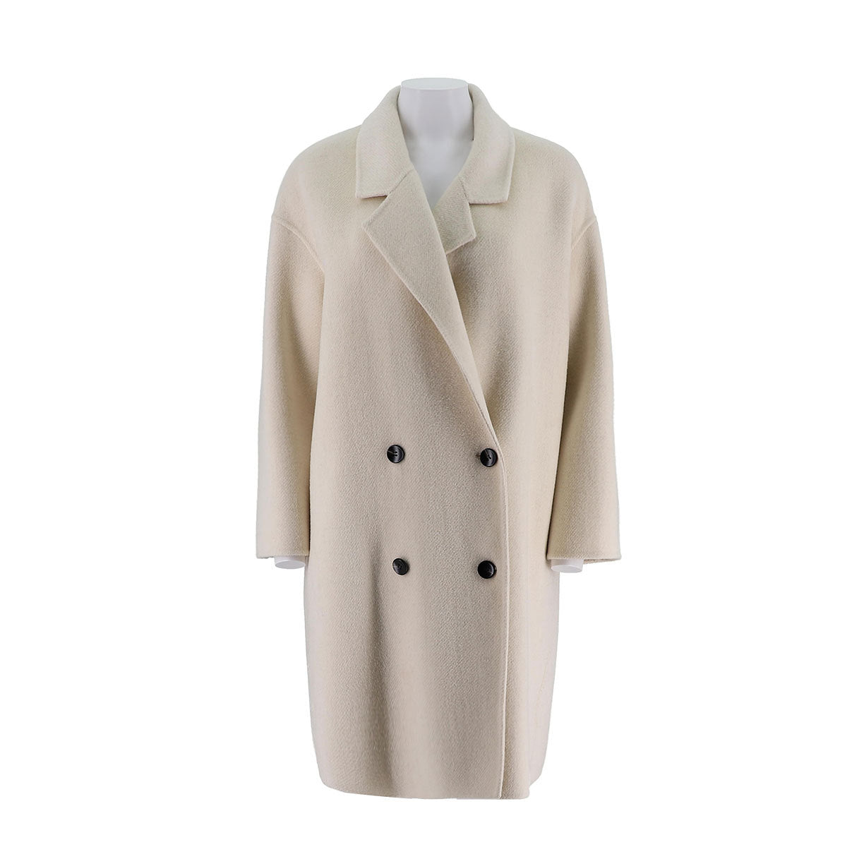 Alpaca Silk Wool Dropped Shoulder Mid-Length Coat