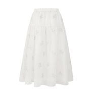Flower Embroidered A-Line Half Skirt