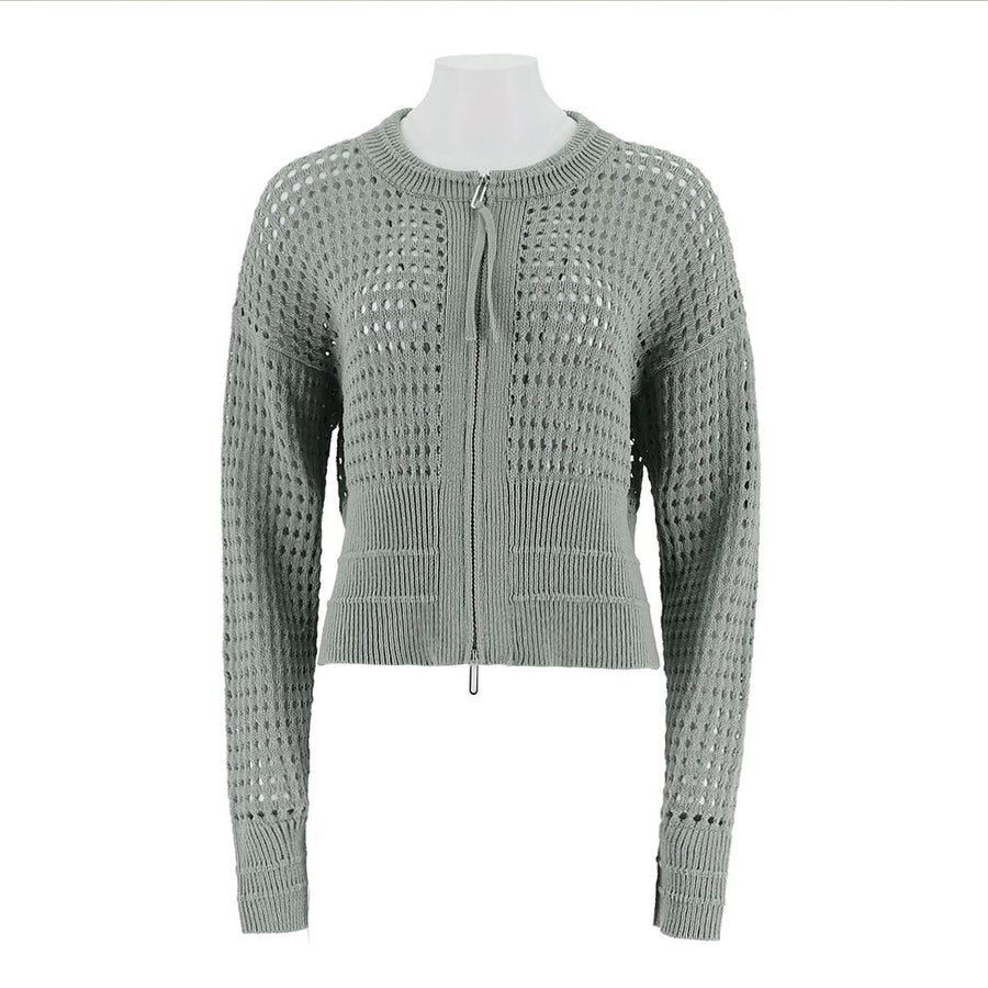 Zip-Up Knit Cardigan