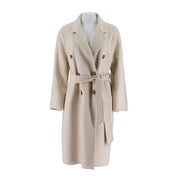 Womens Camel Silk Wool Raglan Coat