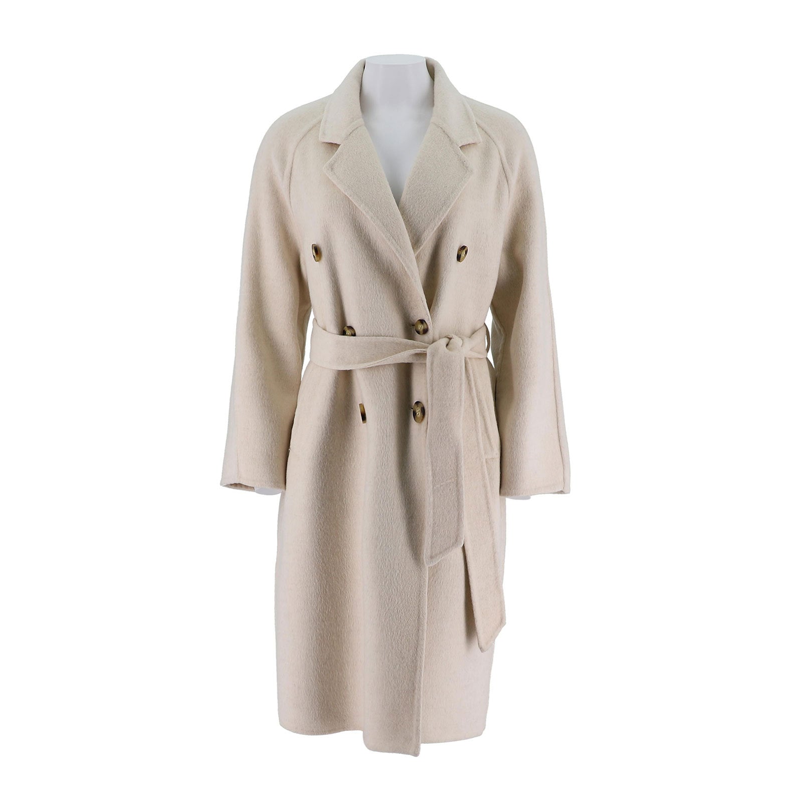 Womens Camel Silk Wool Raglan Coat