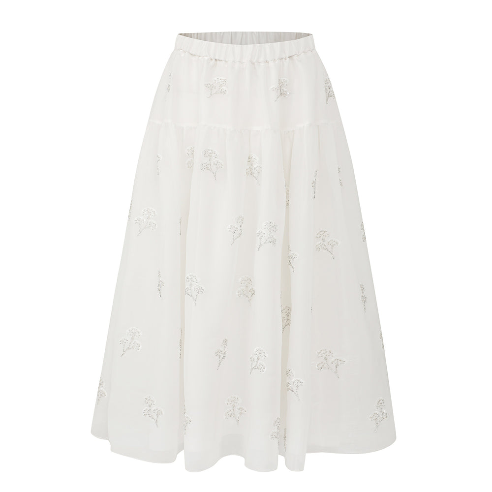 Flower Embroidered A-Line Half Skirt