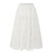 Flower Embroidered A-Line Half Skirt