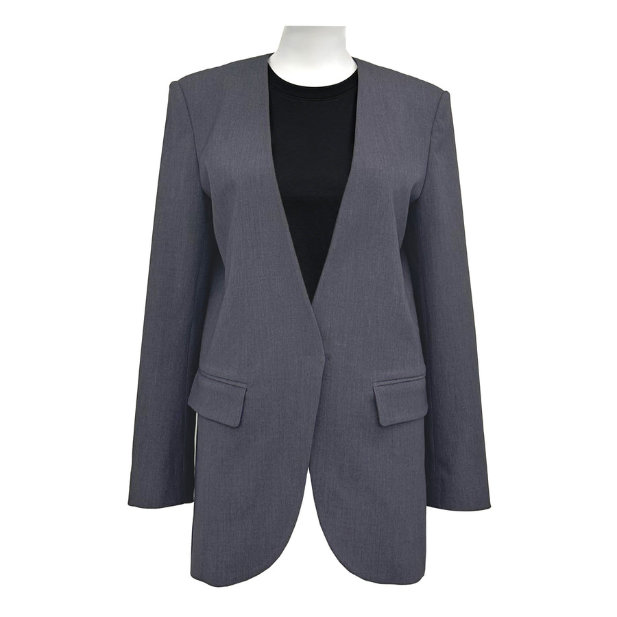 Womens Minimalist Collarless Blazer