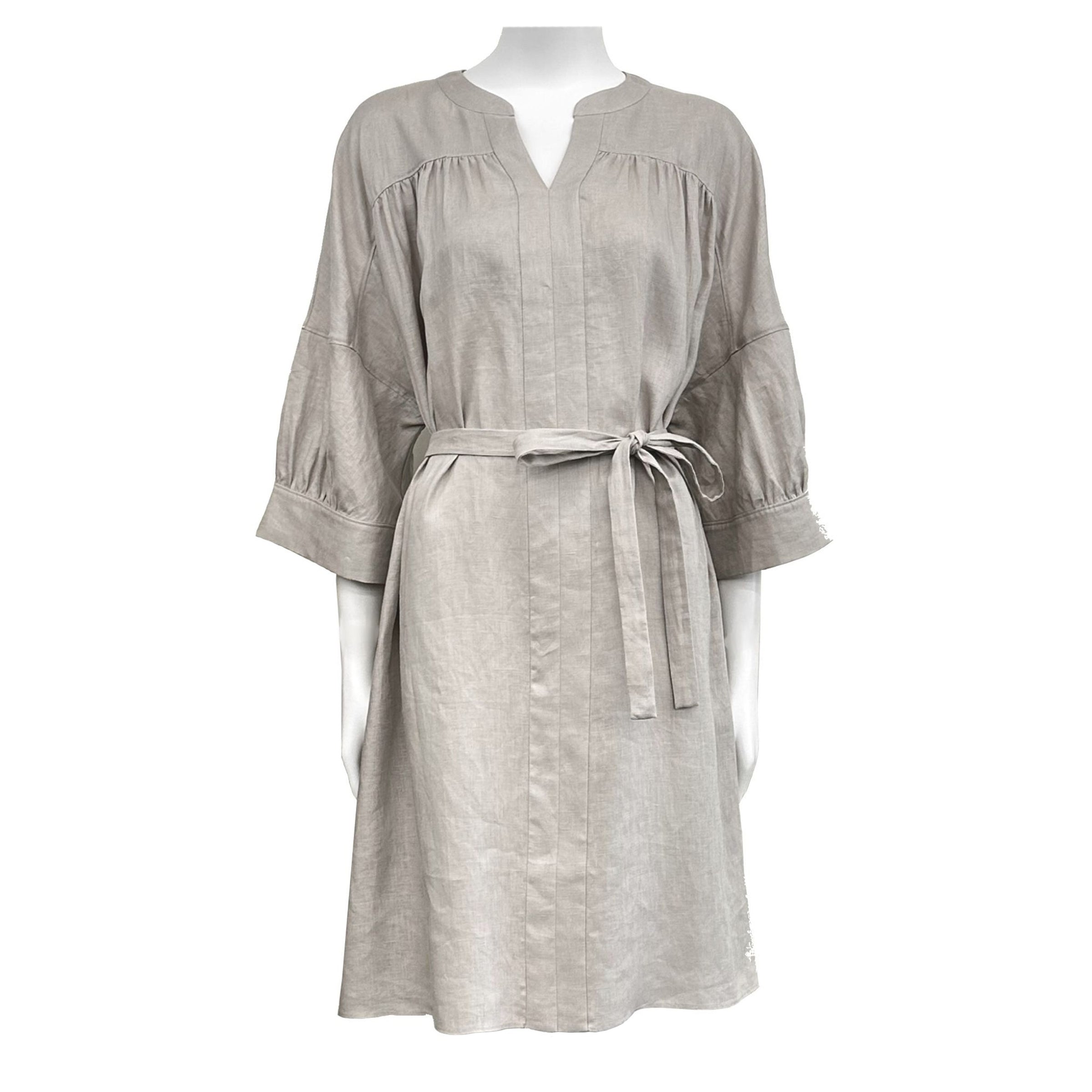 Linen V-Neck Lace Up Dress