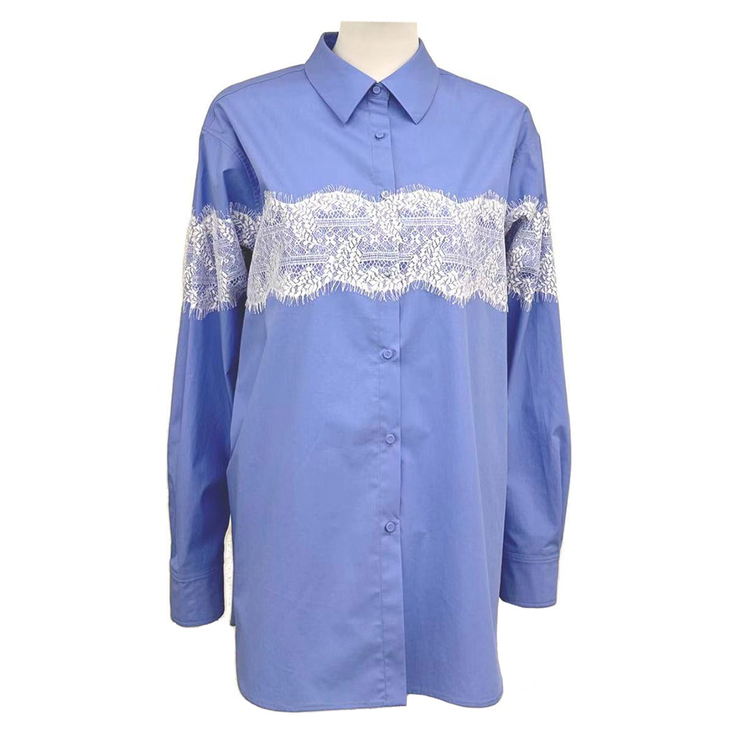 Lace-Spliced Silhouette Shirt