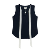 Color Blocking Ribbon Sleeveless Vest