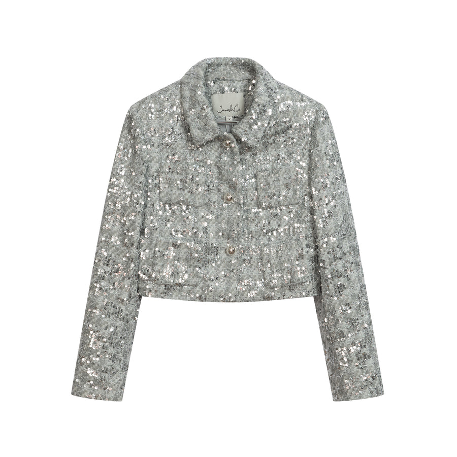 Sequin Wool Tweed Jacket