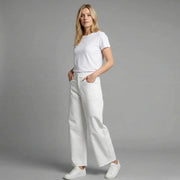 White Curved Knife Jeans