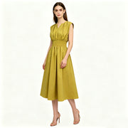 French Style Waist Cinched Sleeveless Dress